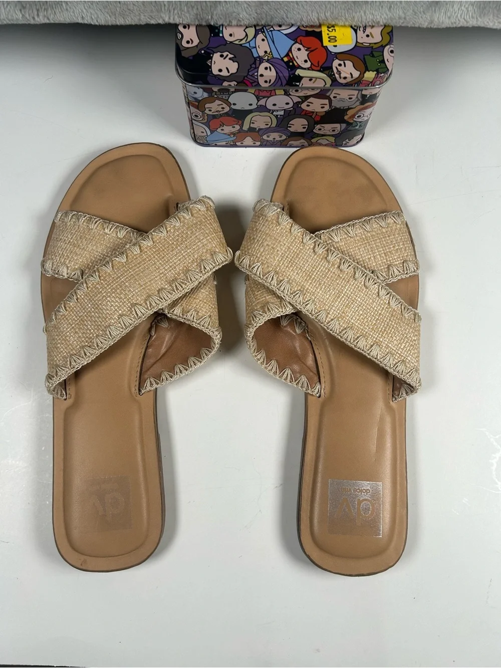 Dolce vita Juneau Beige Cross-Strap Slide Sandals for Women - Picture 9 of 9